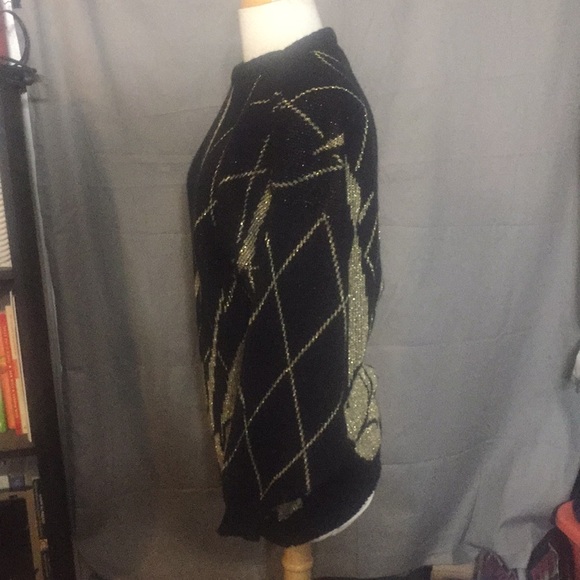Ellen-D Kollection Black & gold vintage sweater M - Picture 2 of 3